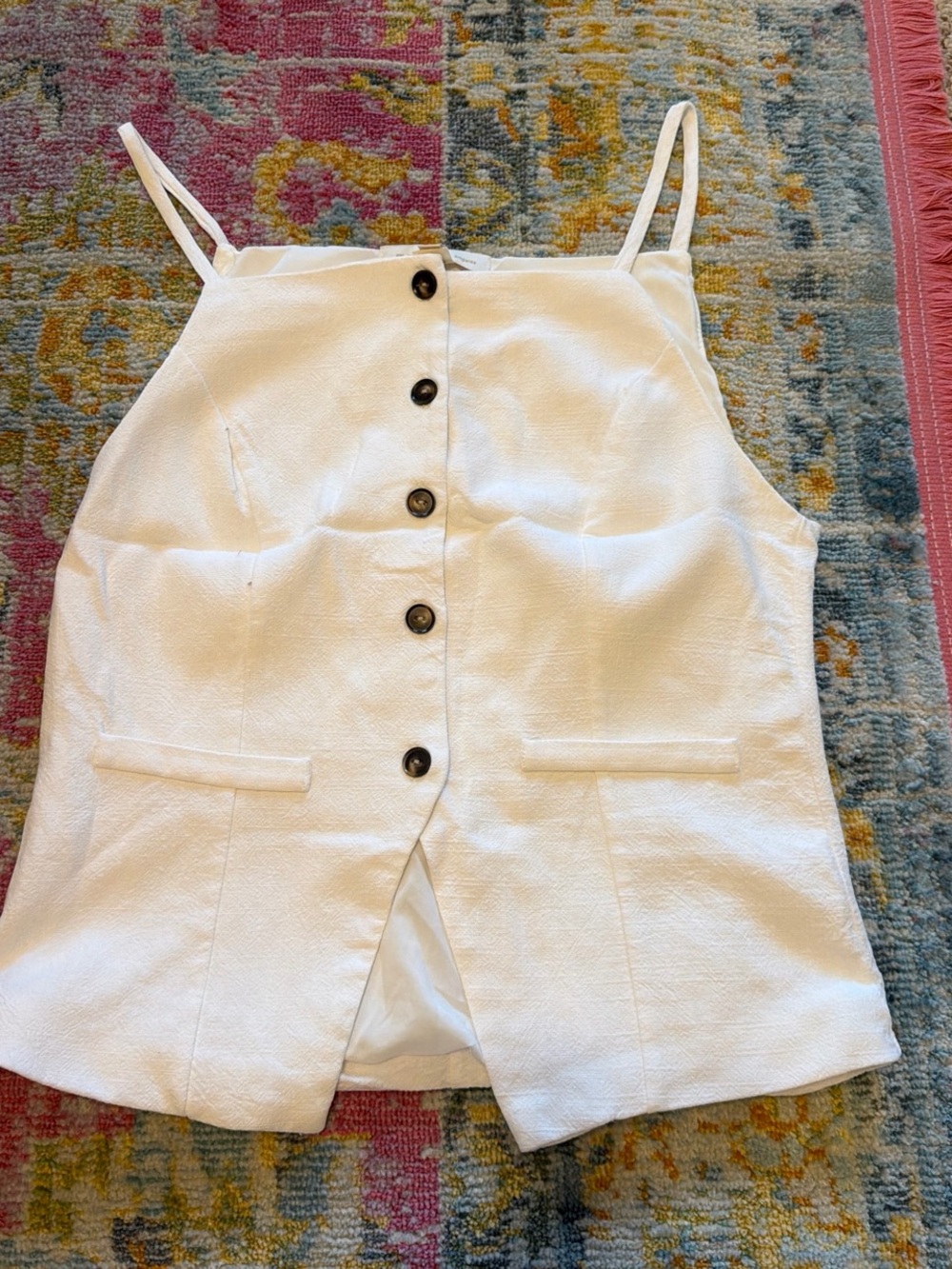 White Button-Front with Spaghetti Straps